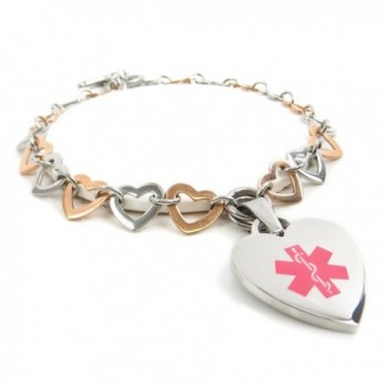 MyIDDr- Medical ID charm bracelet Colored Steel Hearts- Blank - C311HUY6WDF