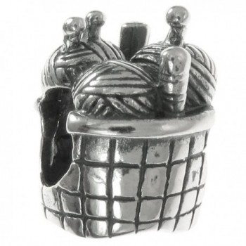 Sterling Silver Knitting Wool Needle Basket Bead For European Charm Bracelets - C6116KFTGGZ
