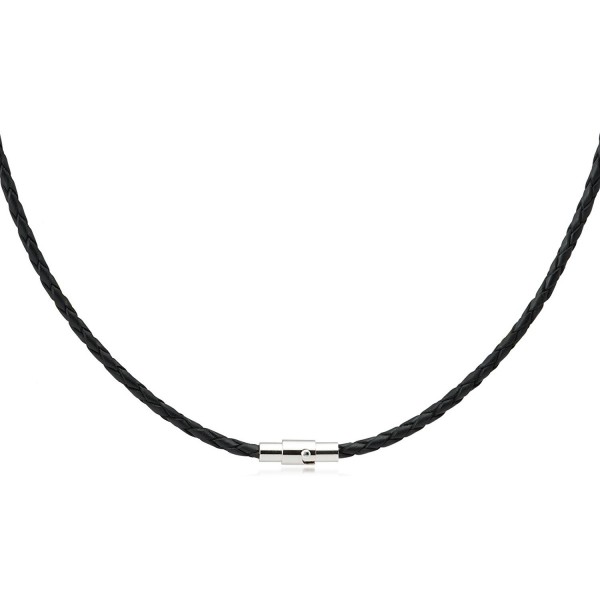 3mm Black Braided Bolo Leather Necklace Magnetic Clasp - C711R4YR12H