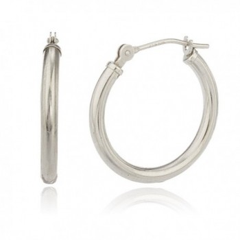 10k White Gold 2mm .70 Inches (18mm) Basic Pin Catch Hoop Earrings (GO-392) - C911OFZ930B