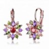 GULICX Rose Gold Color Flower Marquise Round Multicolor Cubiczirconia Hoop Cluster Earrings - C3186YKN6K0