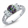 2.46 Ct Oval Mystic Topaz and Sky Aquamarine 925 Sterling Silver 3-Stone 3 Stone Ring - CO116TFGSBR