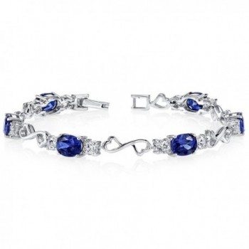 Created Sapphire Bracelet Sterling Silver Rhodium Nickel Finish CZ Accent - CC111PNJY19