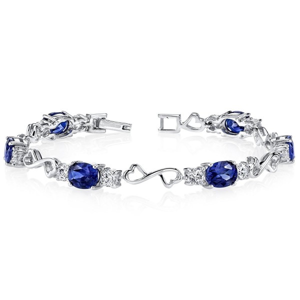 Created Sapphire Bracelet Sterling Silver Rhodium Nickel Finish CZ Accent - CC111PNJY19