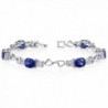 Created Sapphire Bracelet Sterling Silver Rhodium Nickel Finish CZ Accent - CC111PNJY19