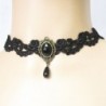 Popular New Style Black Flower Lace Gothic Lolita Beads Pendant Choker Necklace - C011OYQ1YWV
