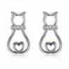 BGTY 925 Sterling Silver Cubic Zirconia Mini Cute Lovely Cat Stud Earrings For Women Ladies Girls - CV189DKA00K