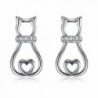 BGTY 925 Sterling Silver Cubic Zirconia Mini Cute Lovely Cat Stud Earrings For Women Ladies Girls - CV189DKA00K