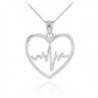 925 Sterling Silver Lifeline Pulse Heartbeat Charm Open Heart Pendant Necklace - CL11KW6OJL5