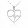 925 Sterling Silver Lifeline Pulse Heartbeat Charm Open Heart Pendant Necklace - CL11KW6OJL5