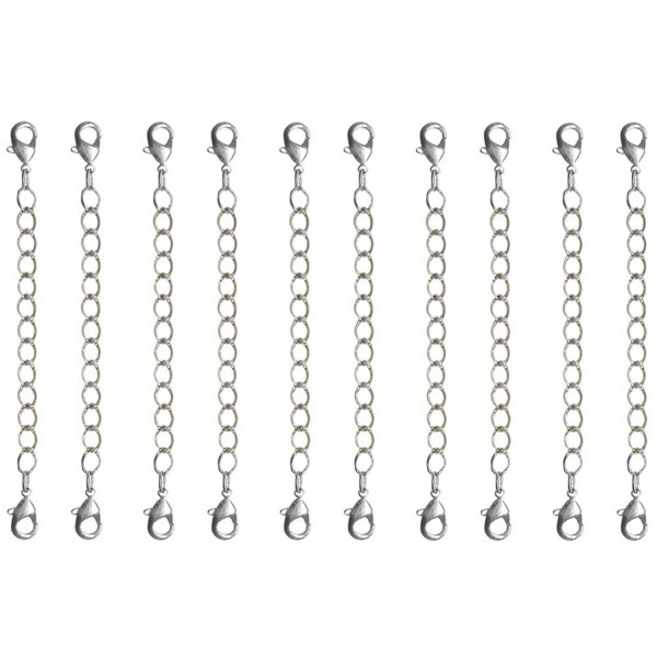 Nickel Free Necklace Bracelet Extender 10 Pc - 3 In. Long - No Tools Needed! USA!- in Silver Tone - CT11O26BEG9