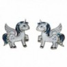 DaisyJewel Winged Unicorn Pegasus Pony Silvertone Stud Earrings - C411KPV6ZOV