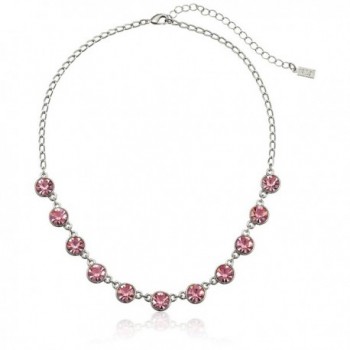1928 Jewelry Silver-Tone Pink Genuine Swarovski Crystal Collar Adjustable Strand Necklace- 16" - CE11NIRU4FZ