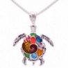 BRIGHT 'Turtle Pendant' Necklace in Beautiful GIFT BOX | Colorful Tortoise- Sea Jewelry - CU1809MWAIS