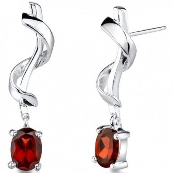 Garnet Earrings Sterling Silver Twist Design 2.00 Carats - C41137NS867