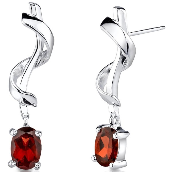 Garnet Earrings Sterling Silver Twist Design 2.00 Carats - C41137NS867