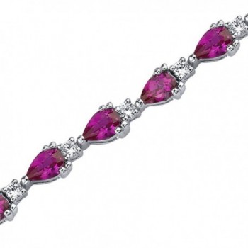 Created Ruby Bracelet Sterling Silver Pear Shape 6.75 Carats - CB1141DRNJ5