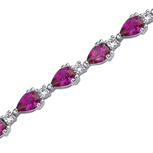 Created Ruby Bracelet Sterling Silver Pear Shape 6.75 Carats - CB1141DRNJ5