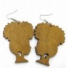 Afro Puff Natural Hair Wooden Earrings - Light Brown - CY12O1R8HYF