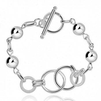 lureme Silver Plated Jewelry Geometry Circle with Balls Toggle Clasps Bracelets Bangle for Women Girls(06002775) - CP12F5XRV7X