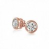 Bling Jewelry Bezel Set Round CZ Stud earrings Rose Gold Plated 6mm - C511EWLMZSF
