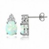 Sterling Silver Created White Opal & White Sapphire Oval Drop Earrings - CP12EO40YVJ
