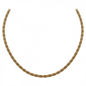 Gem Avenue 925 Sterling Silver Tan Braided Leather Cord Necklace - C211FVA4OG1