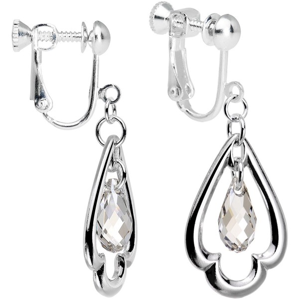 Body Candy Handcrafted Silver Plated Clear Trefoil Clip On Earrings Created with Swarovski Crystals - C812G8L9EFD