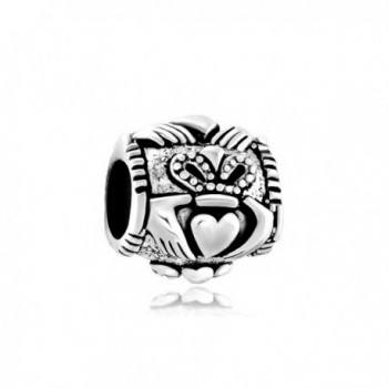 Q&Locket 925 Sterling Silver Irish Claddagh Heart Best Friend Charm Friendship Charms For Bracelet - CN17Z3XZ2DS