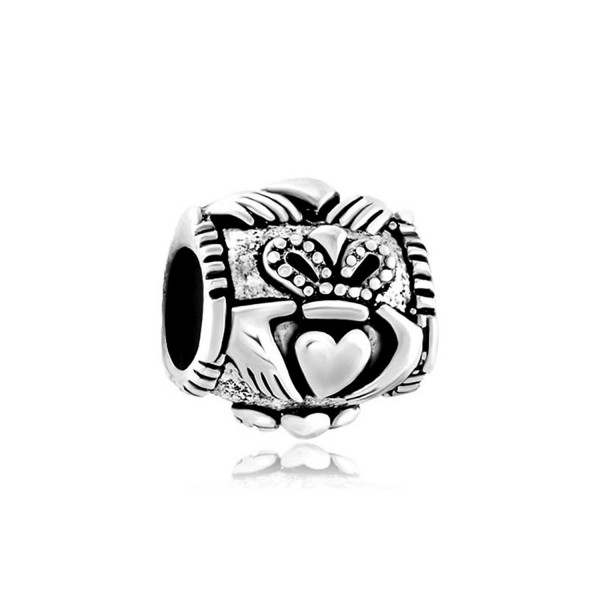 Q&Locket 925 Sterling Silver Irish Claddagh Heart Best Friend Charm Friendship Charms For Bracelet - CN17Z3XZ2DS