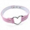 KONOV Womens Leather Choker Necklace- Grils Punk Goth Emo Heart Collar Choker Chain- Pink Silver - CN127L12MNP