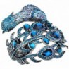 YACQ Jewelry Women's Crystal Big Peacock Bangle Bracelet - Blue - CA12GELKXPR