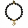 EvaDane Natural Black Onyx Gemstone Tibetan Bead Om Charm Stretch Bracelet - CG12DR21XLJ