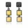 Sterling Silver Butterscotch Amber Squares Dangle Stud Earrings - CH11BJQ62Y9