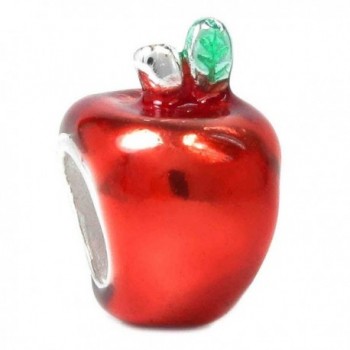 .925 Sterling Silver Cute Red Enamel Apple Bead Charm For European Charm Bracelets - CR114NVIIK3