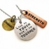 Life is Tough But I Am Tougher Three Tone Antique Stamped Pendant Charm Necklace - CP11D0OYC2H