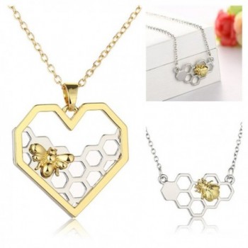 Hexagon Honeycomb Necklace CHUYUN Honeybee in Women's Pendants