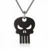 Marvel Comics Unisex Punisher Black Skull Stainless Steel Chain Pendant Necklace- 24" - CO11PZUCMFX