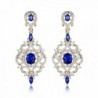 GULICX Long Sapphire Color Blue Zircon Crystal Chandelier Dangle Earrings Gold Tone - CL12NYEOBNB