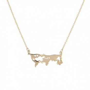 Lux Accessories Gold Tone World Map Continent Shape Novelty Plated Necklace - CV12O0KF4H5