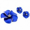 Blue Hawaiian Plumeria Swarovski Crystal Flower Pin Brooch And Earrings Gift Set - CQ11BBNIE2N