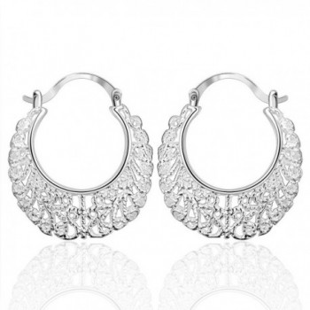 Cos2be Silver Plated Hollow Lace Hoop Earrings - CE12FLT1807