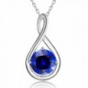 Caperci Sterling Silver Cubic Zirconia Infinity Pendant Necklace - Blue - C9186Z8LKNW