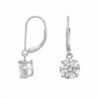 Rose or 18K Gold or Rhodium Plated Silver Basket Setting 8mm Round CZ Leverback Dangle Earrings - C911I5HI4AJ
