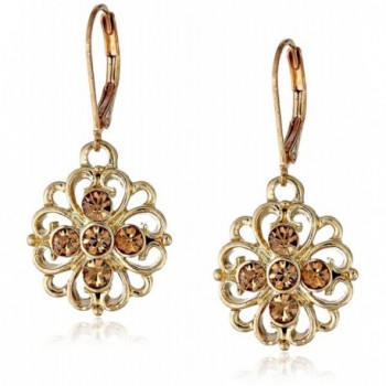 1928 Jewelry Basic Classics Filigree Flower Drop Earrings - Gold-Tone/Light Topaz - CU11F0CG4YV