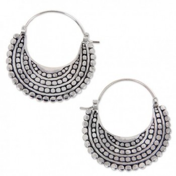 NOVICA .925 Sterling Silver Sea Catch Hoop Earrings 'Moon Sliver' - C912E2XES9V