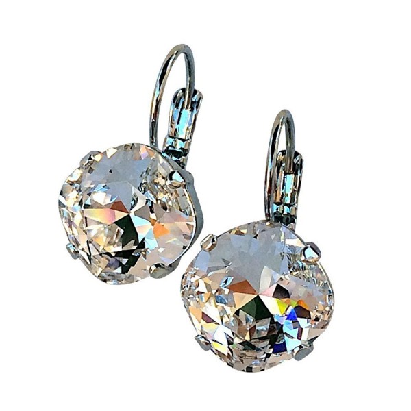 HisJewelsCreations Cushion Cut Large Square Stone Silver-tone Earrings - Clear - C9122BFMOEN