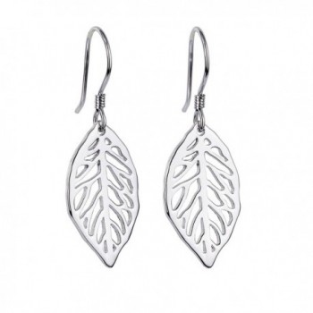 S925 Sterling Silver Filigree Dangle Leaf Earrings for Women - CI185U9ZG8Y