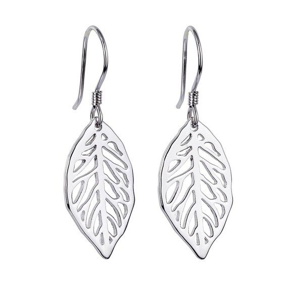S925 Sterling Silver Filigree Dangle Leaf Earrings for Women - CI185U9ZG8Y