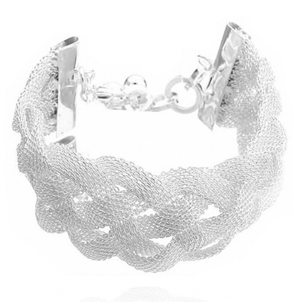Sephla 925 Sterling Silver Plated Weave Mesh Bracelet for Women - CT11Z82I6UN